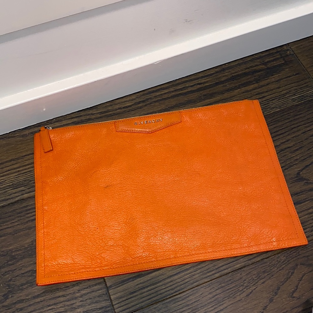Givenchy Orange Zip Clutch